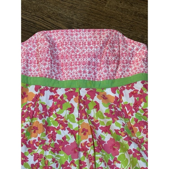 LILLY PULITZER‎ BETSEY DRESS CLASSIC WHITE FALLING FOR YOU FLORAL 12 Strapless - Picture 3 of 9
